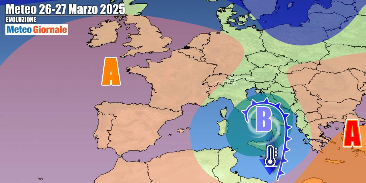Evoluzione della settimana con l'Italia in balia di un vortice