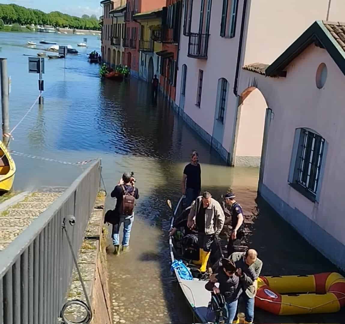 Alluvione: esondazione del fiume Ticino tra Pavia e Borgo Ticino