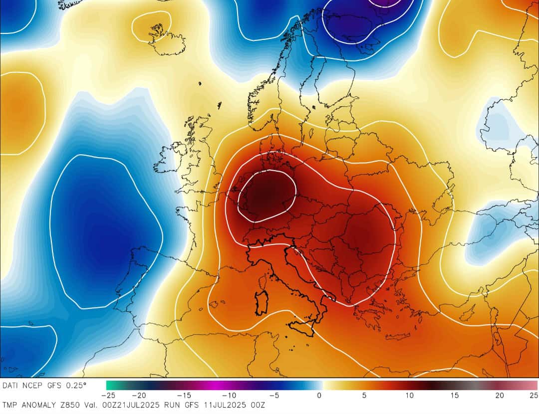 Anomalie 850 hpa 21 luglio