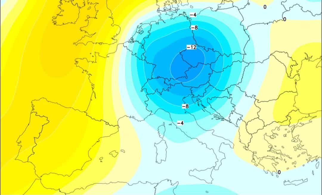 Anomalie geopotenziali 500 hpa 17 luglio 1