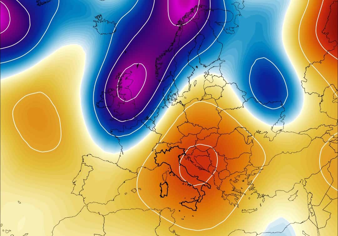 Anomalie geopotenziali 500 hpa 26 luglio