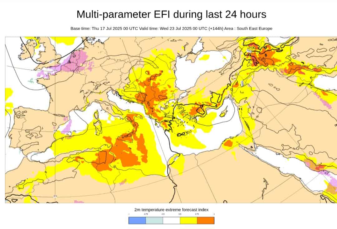 Caldo Italia EFI ECMWF 