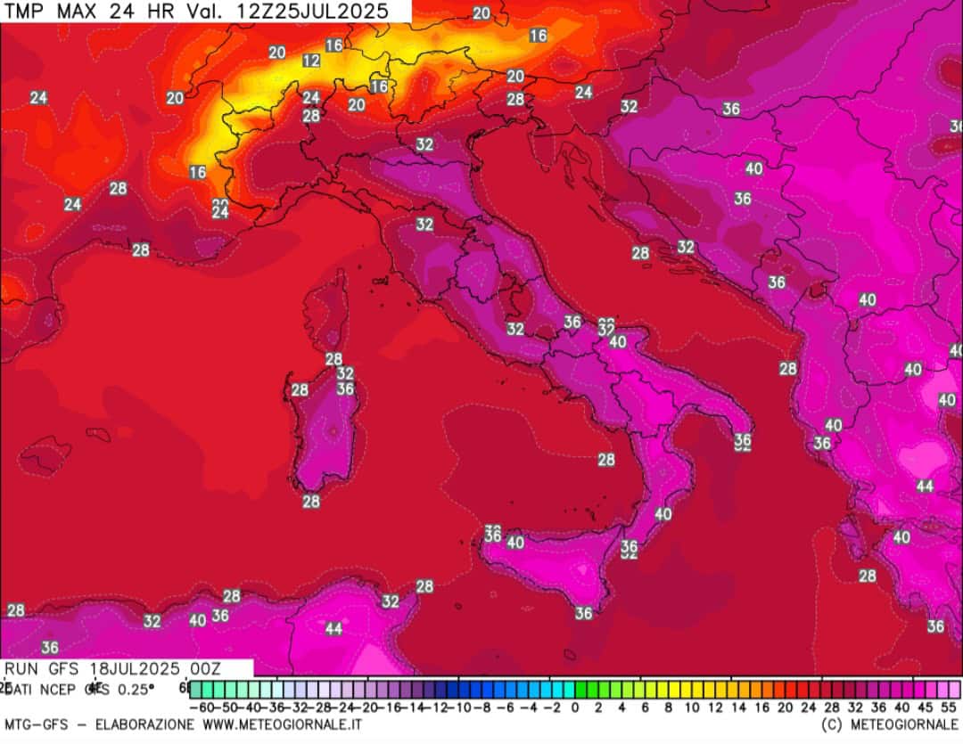 Temperature max 25 luglio