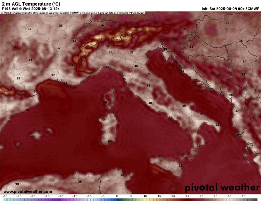 Temperature massime 11 agosto