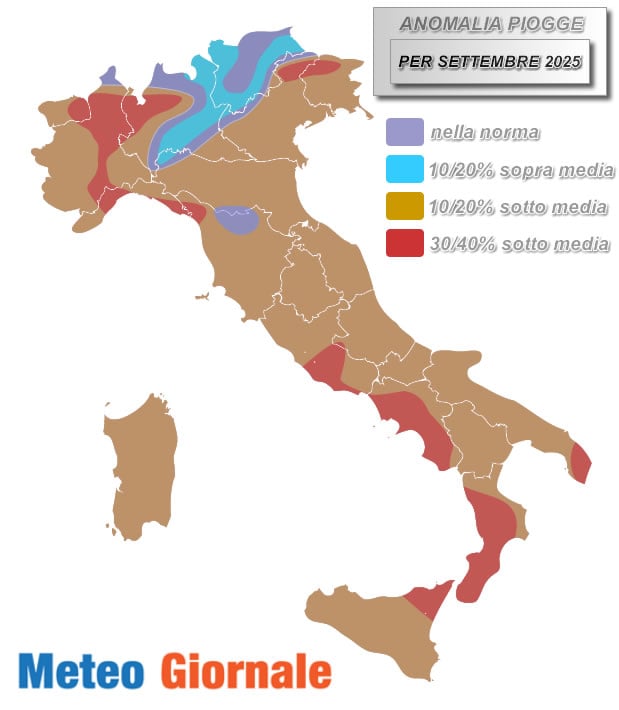anomalia piogge SETTEMBRE 2025