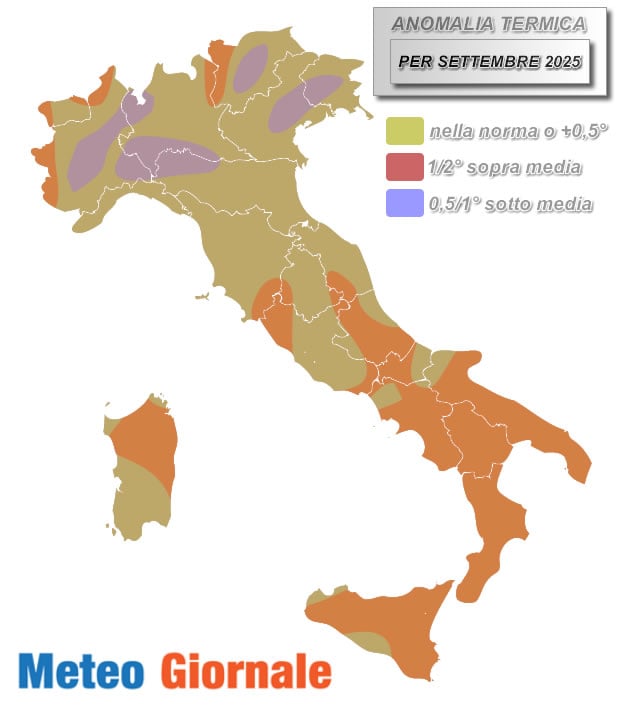 anomalia temperatura SETTEMBRE 2025