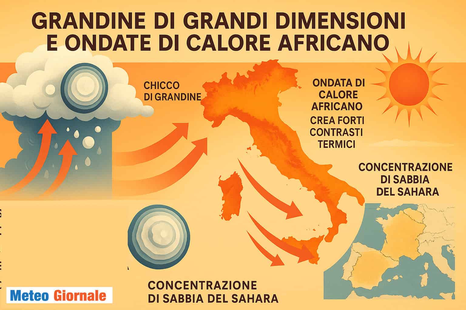 Con il caldo africano, maggiori possibilità di grandine gigante