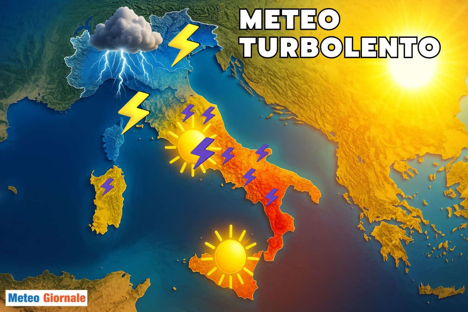 Eccezionali temporali al Nord Italia. Caldo anche a 40 gradi altrove. Meteo sino al 2 Settembre