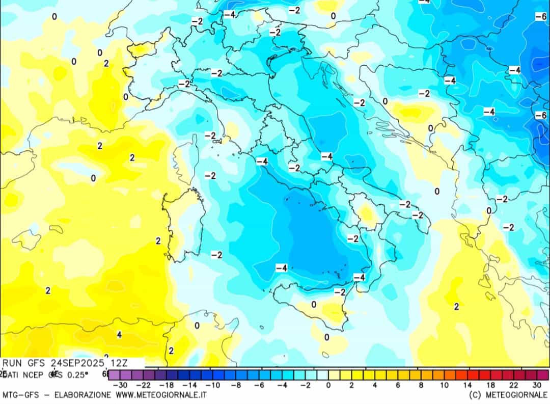 Freddo Italia fine settimana 