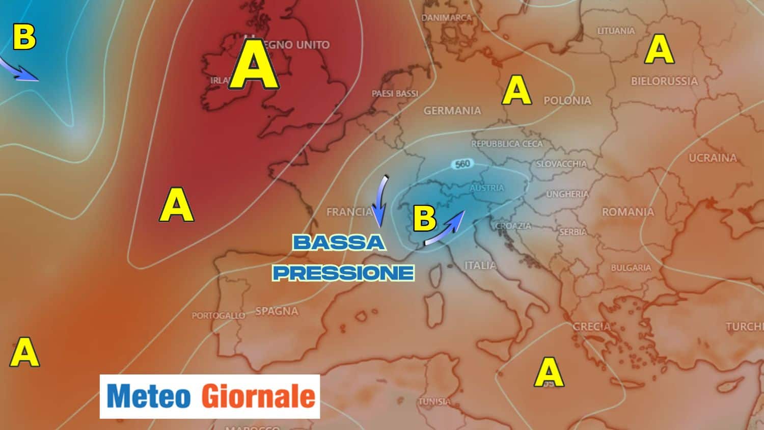 Lunedì e martedì, pesante maltempo: fino a 2/300 mm in 24 ore. Ecco dove con mappa