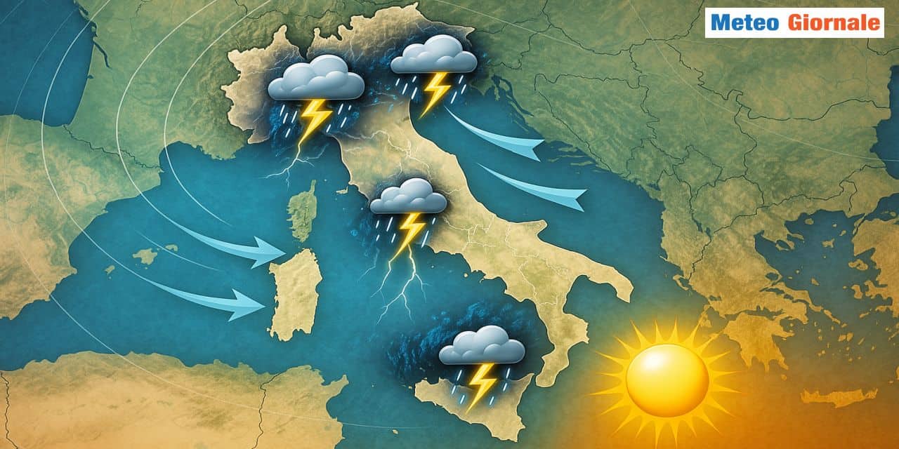Piogge e temporali, poi inizia da mercoledì un periodo più soleggiato