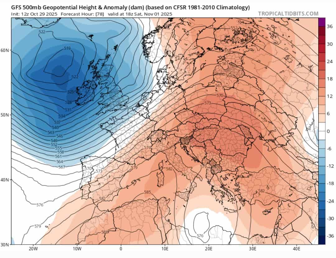 Anomalie geopotenziali 500 hPa novembre 
