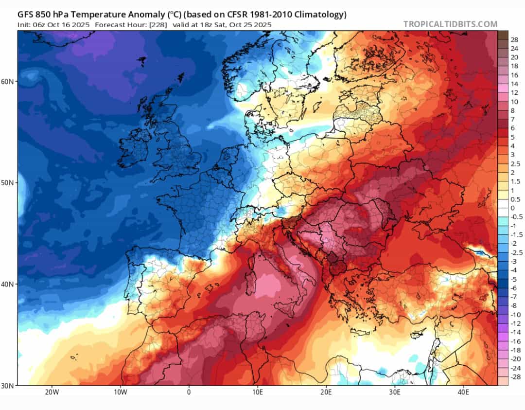 Caldo 25 ottobre Italia 