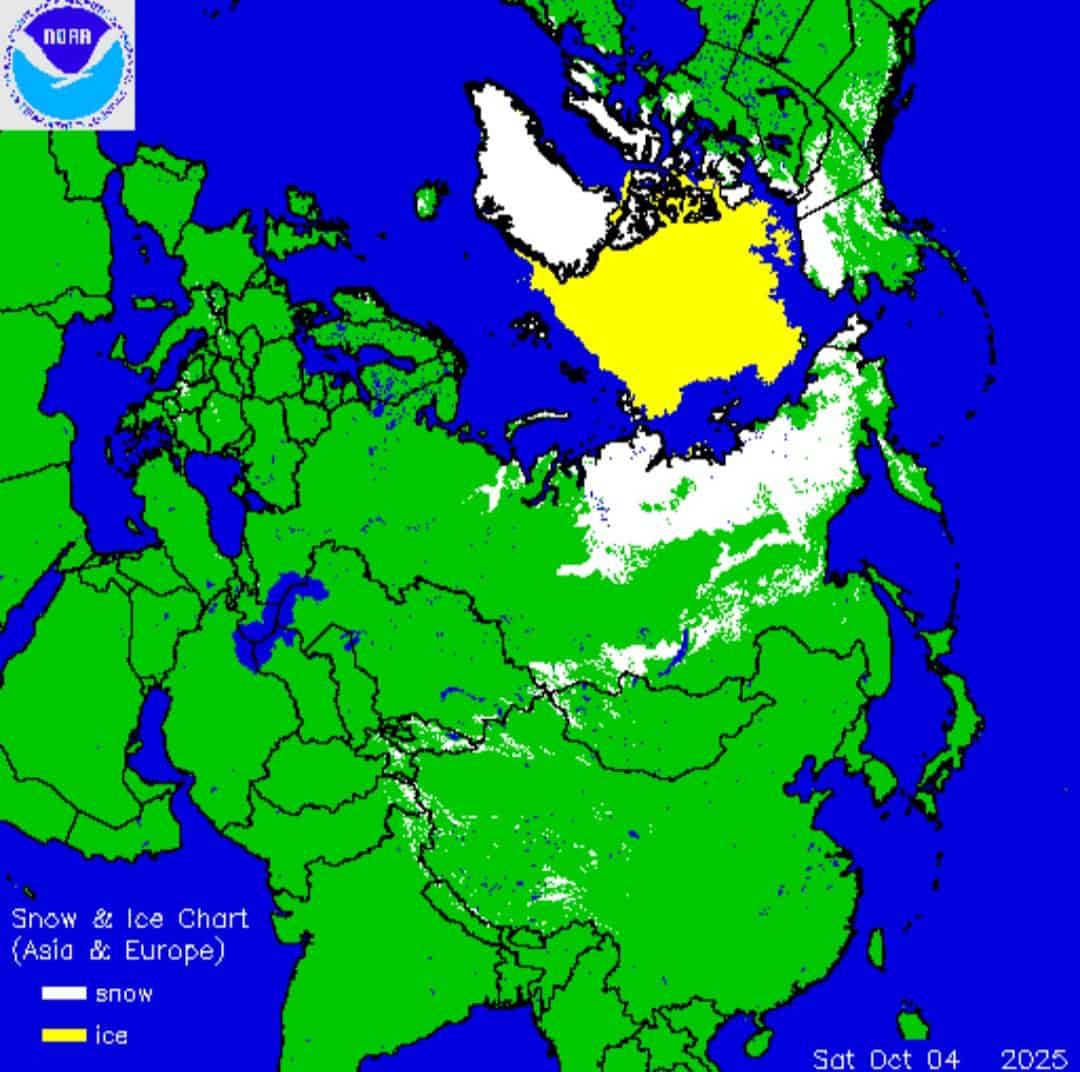 Copertura nevosa Asia e Europa 