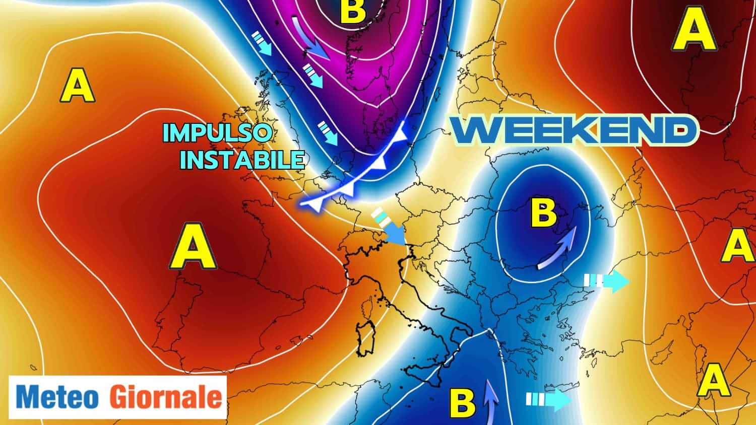 Weekend 4/5 ottobre: altro passaggio instabile. Aree interessate con mappa