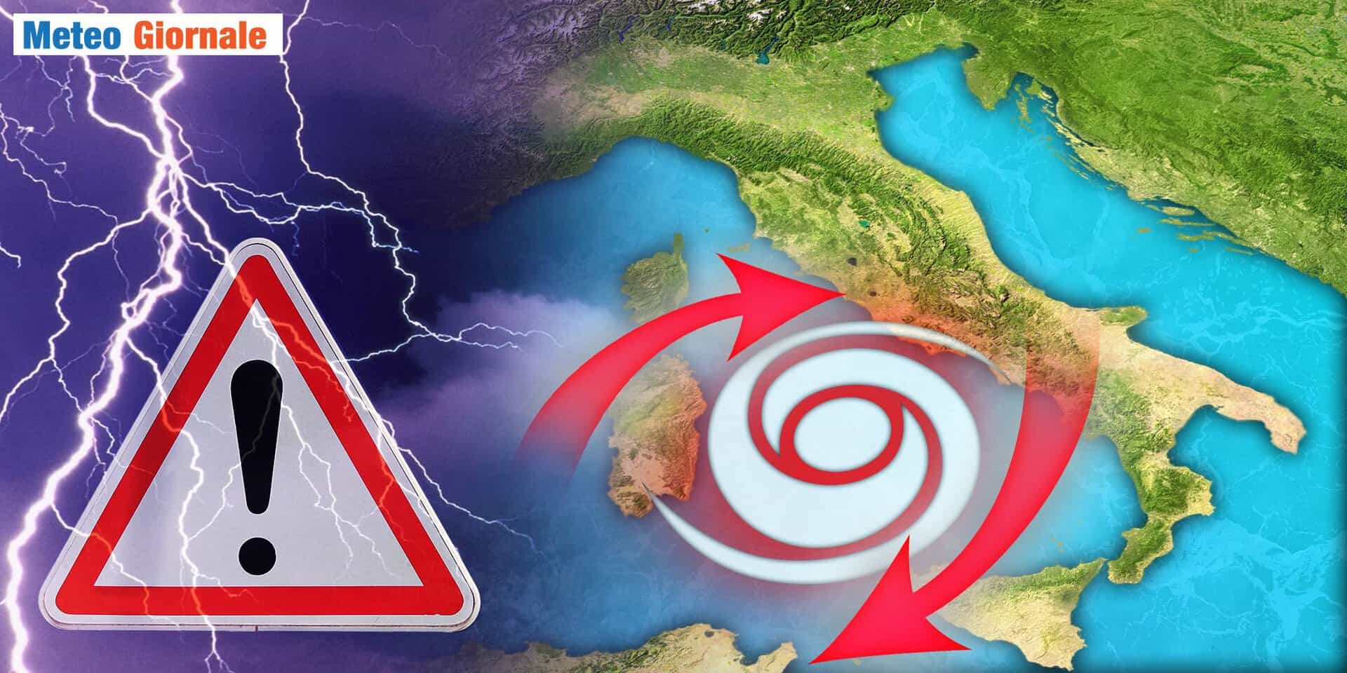 Meteo: ciclone al Centro-Sud, porterà piogge e temporali anche intensi