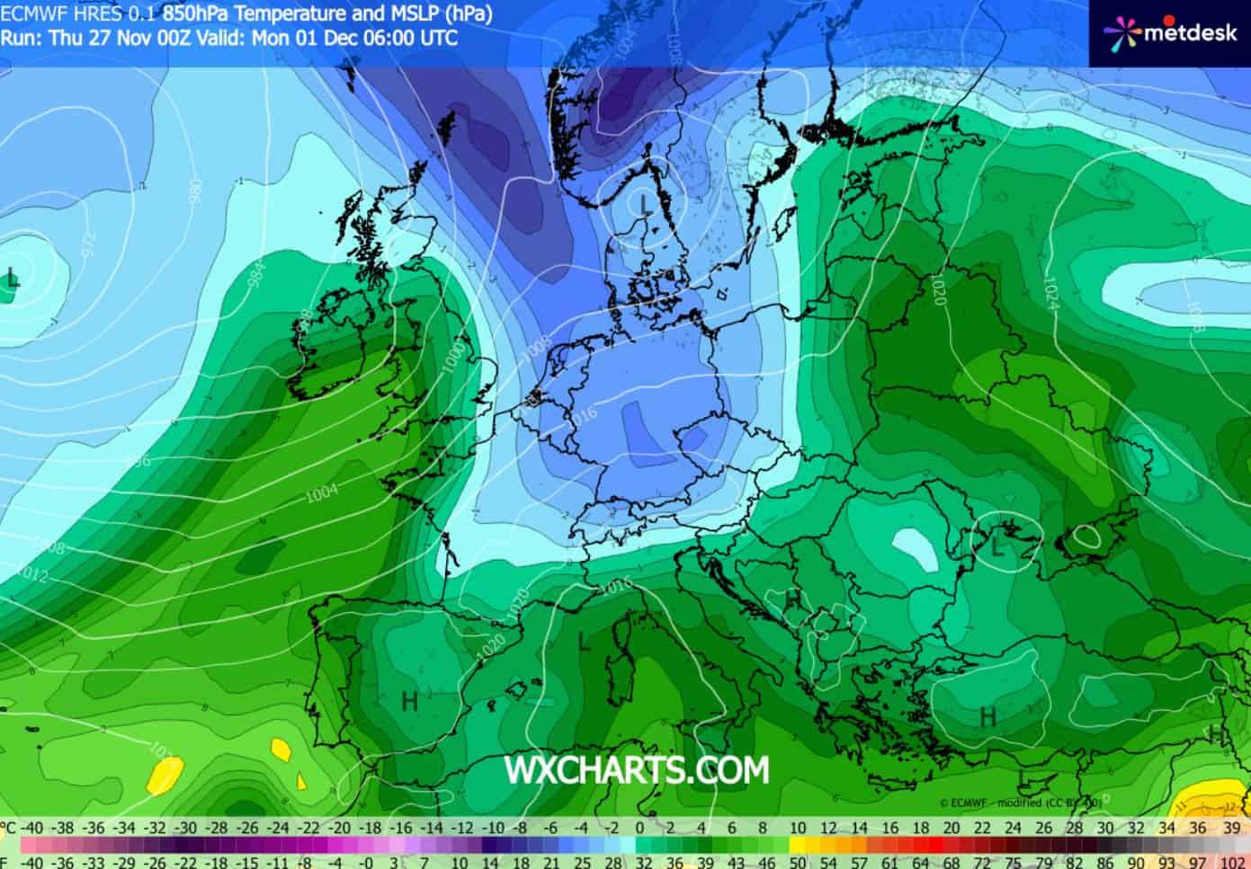 Jet Stream della tempesta americana verso Nord Italia