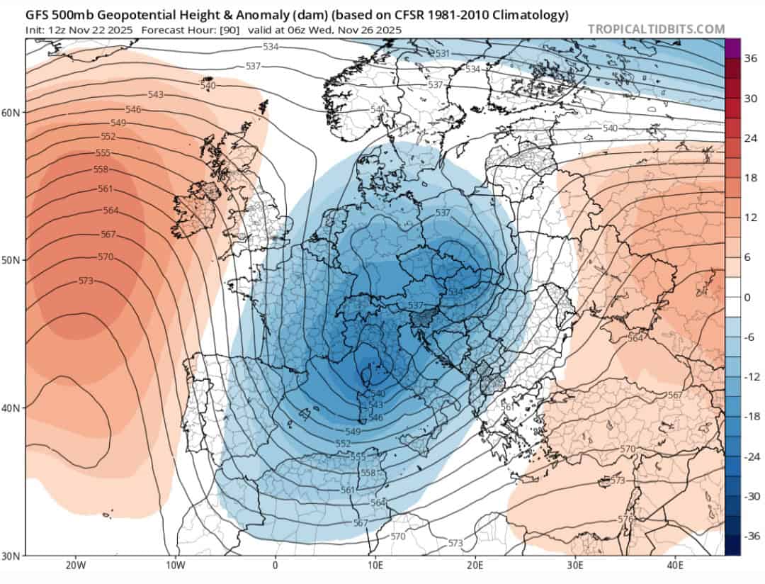 Ciclone mediterraneo 26 novembre