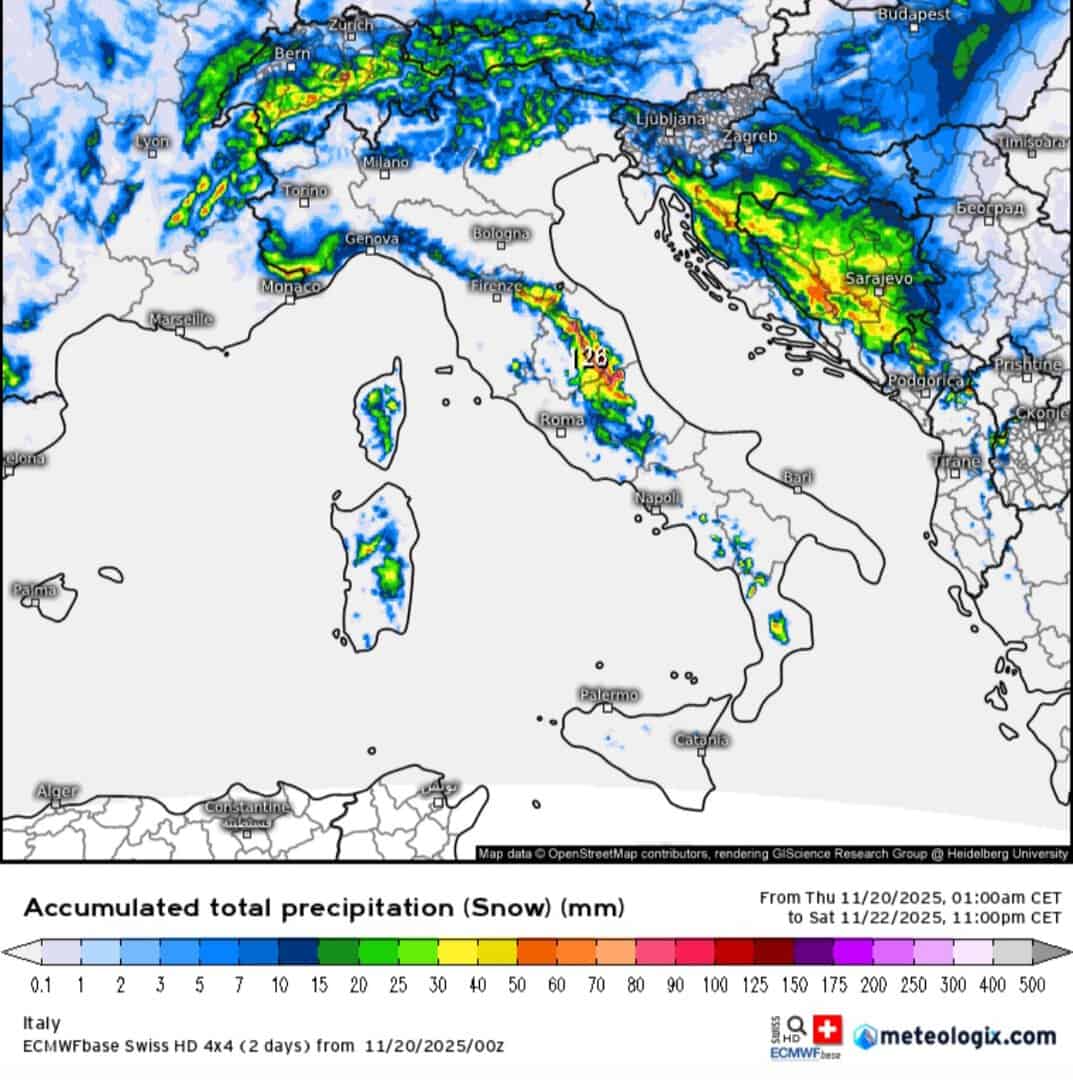 Neve italia 22 novembre 1