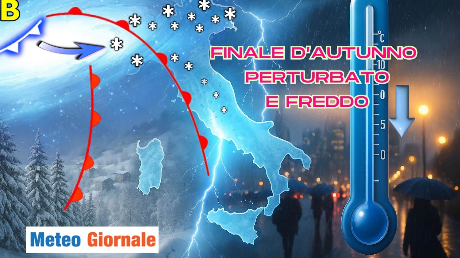 Prossima settimana: “cofanate” di acqua in arrivo, con più freddo e neve anche bassa