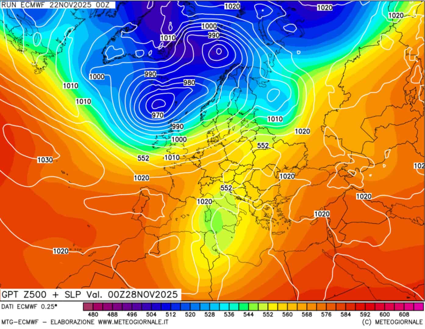 gfs meteogiornale 28 novembre 22