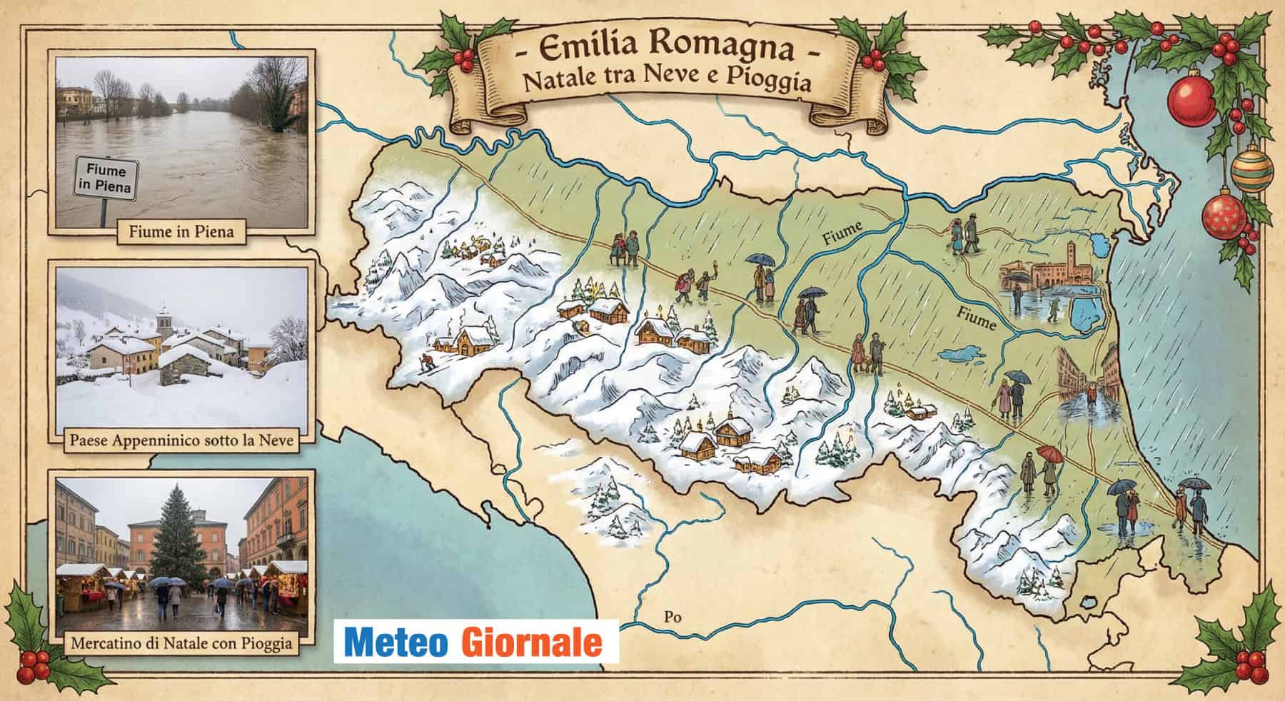 Allerta meteo Emilia-Romagna: fiumi in piena e neve a Natale