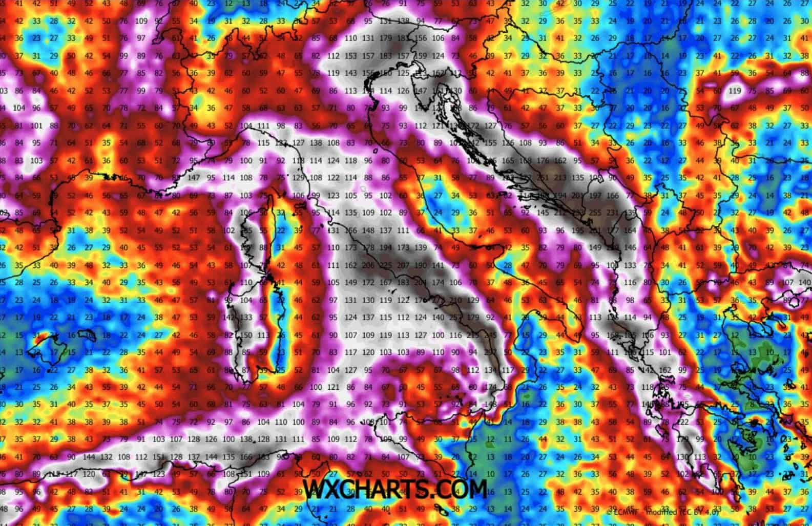 Lungo periodo di maltempo a più riprese fino ai primi di febbraio. La mappa che vi mostriamo indica le probabili piogge su tutto il territorio nazionale. Al di là di guardare con la lente d'ingrandimento dove si trova a casa propria, è importante notare l'andamento generale. Non ci saranno periodi stabili per parecchio tempo.