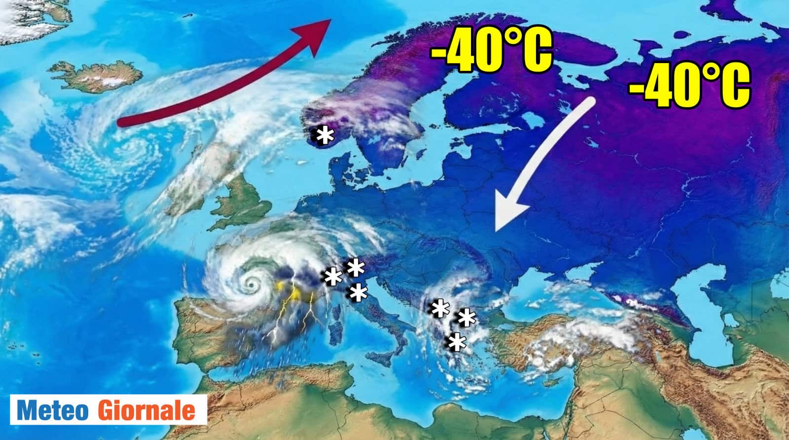Lunedì 18, tornerà il vero Inverno con freddo, neve, bufere di vento