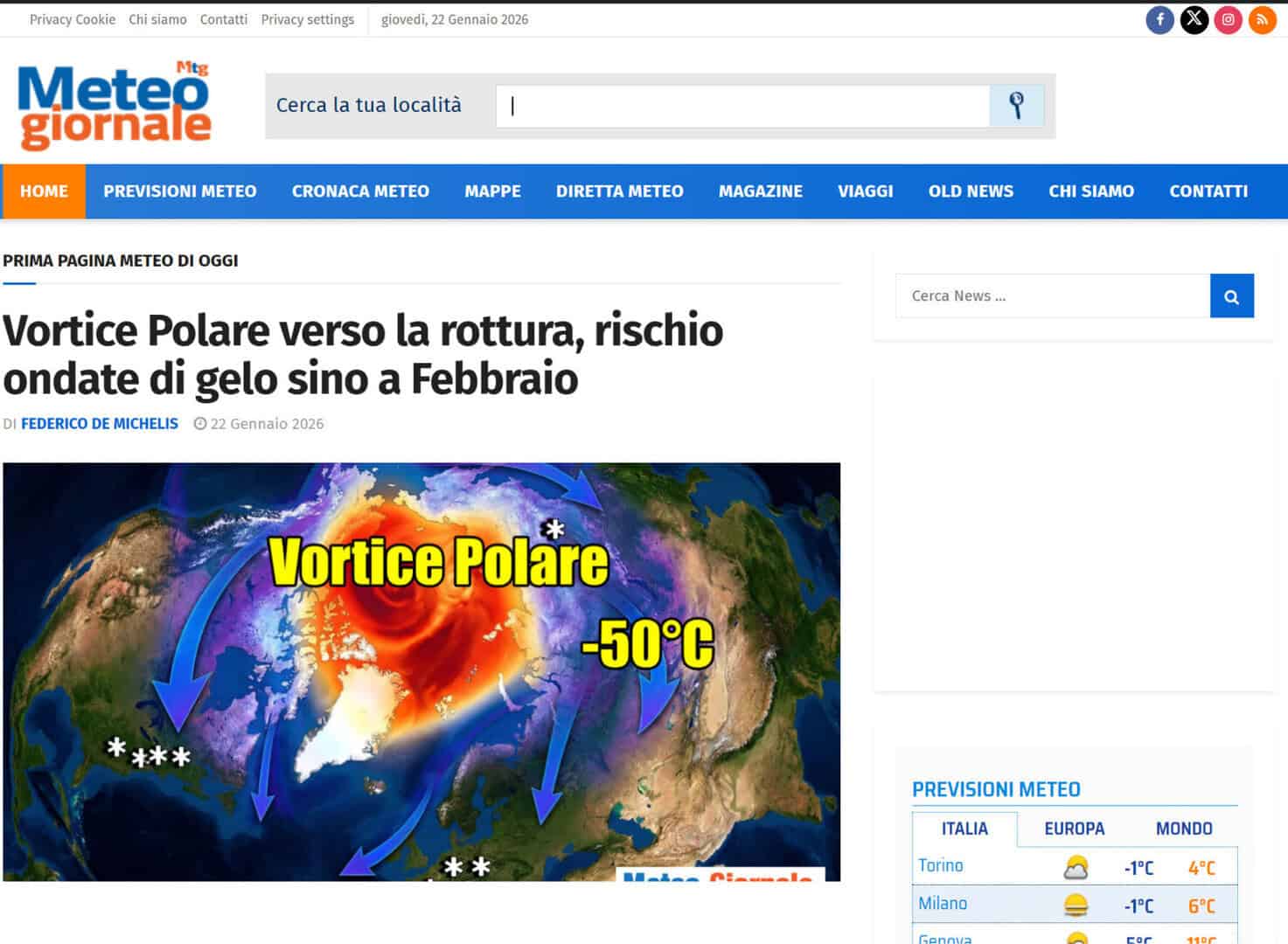 Vendita del Meteo Giornale: un chiarimento onde evitare speculazioni