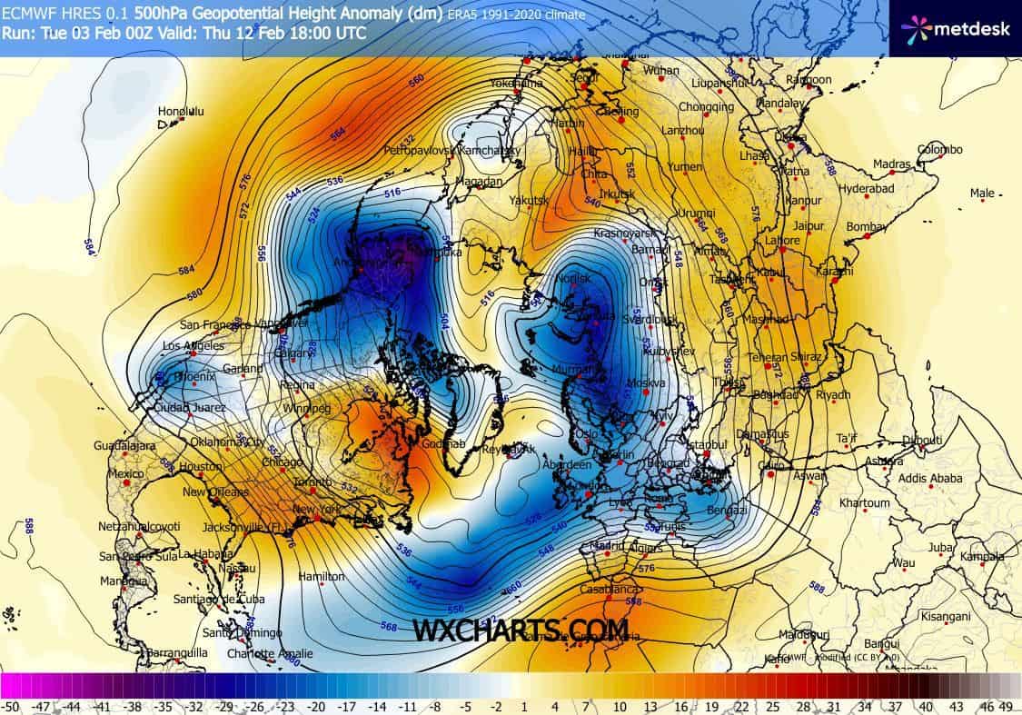 Vortice Polare nuove traiettorie neve e gelo 850