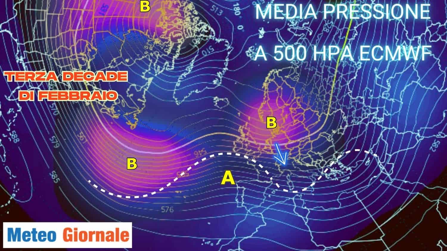 Terza decade di febbraio: tra alta pressione e possibili incursioni fredde. I dettagli