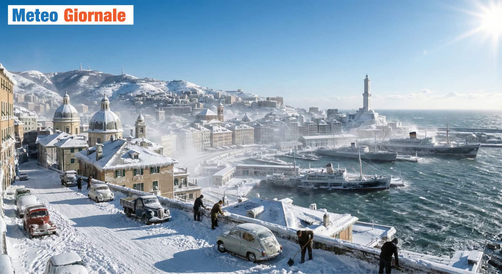 Neve a Genova, quando la città diventa un freezer immerso di neve
