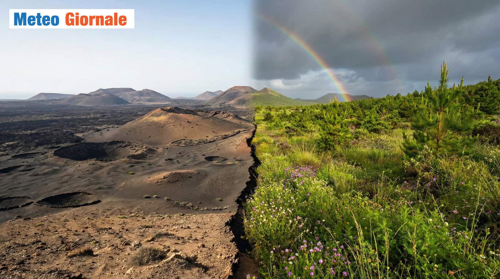 Isole Canarie, il deserto di Lanzarote diventa verde come l’Irlanda. Piogge mai viste