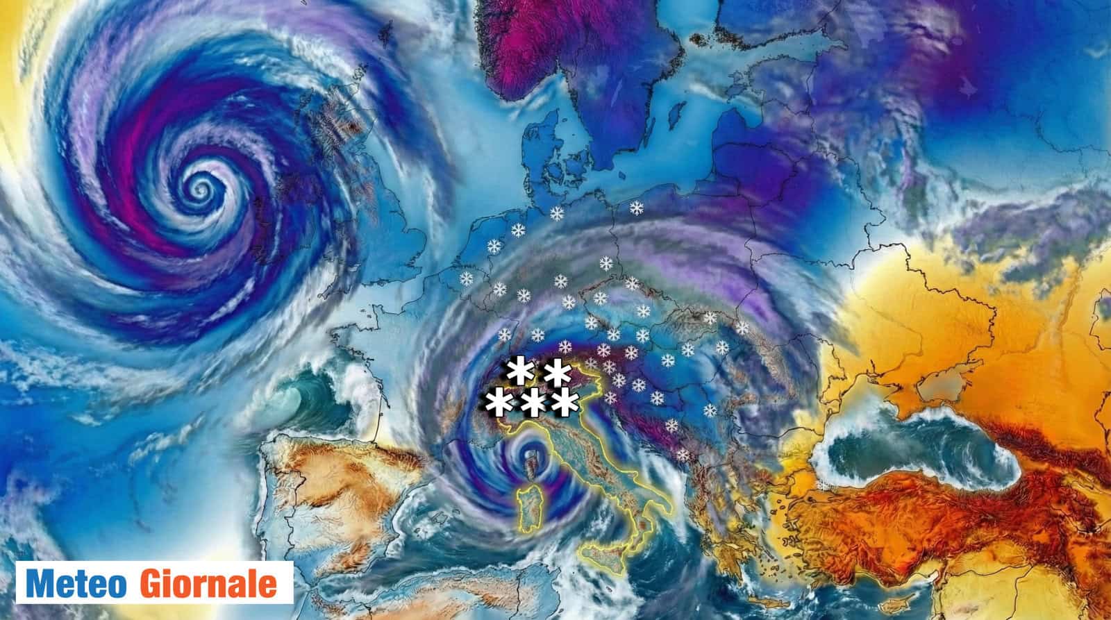 Bombetta gelida dall’Artico fulminea verso Italia. La data. Rischio neve diffuso