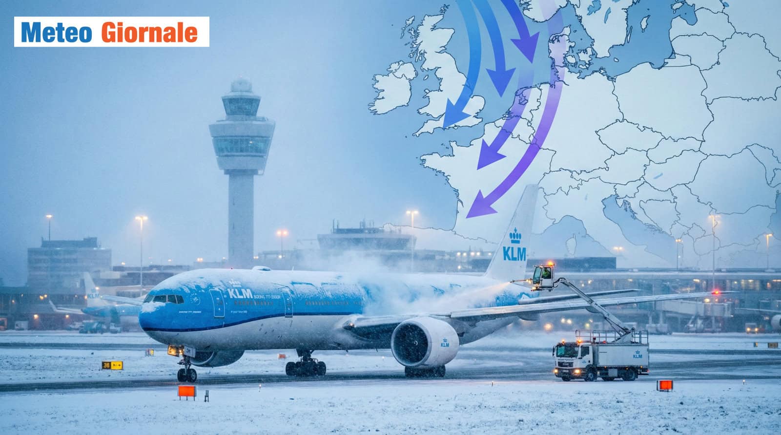 Freddo Polare irrompe in Europa: Amsterdam, aeroporto semi paralizzato dalla neve