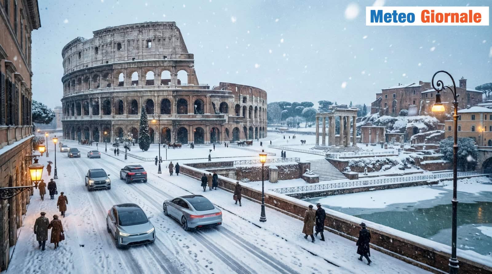 La neve a Roma sotto il Burian