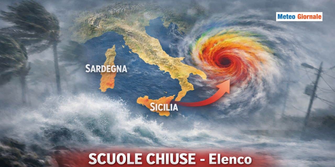 Ciclone in arrivo, scuole chiuse in Sicilia e Calabria per Giovedì 12 Febbraio [ELENCO]