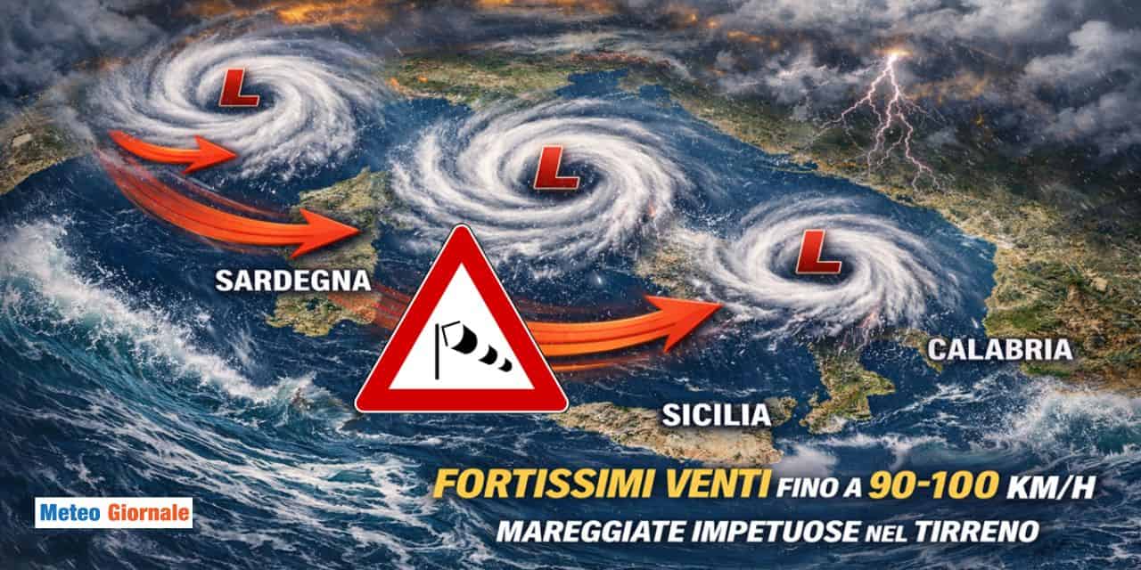 Tris di cicloni e vento oltre 100 km/h in pochi giorni, almeno tre regioni a forte rischio
