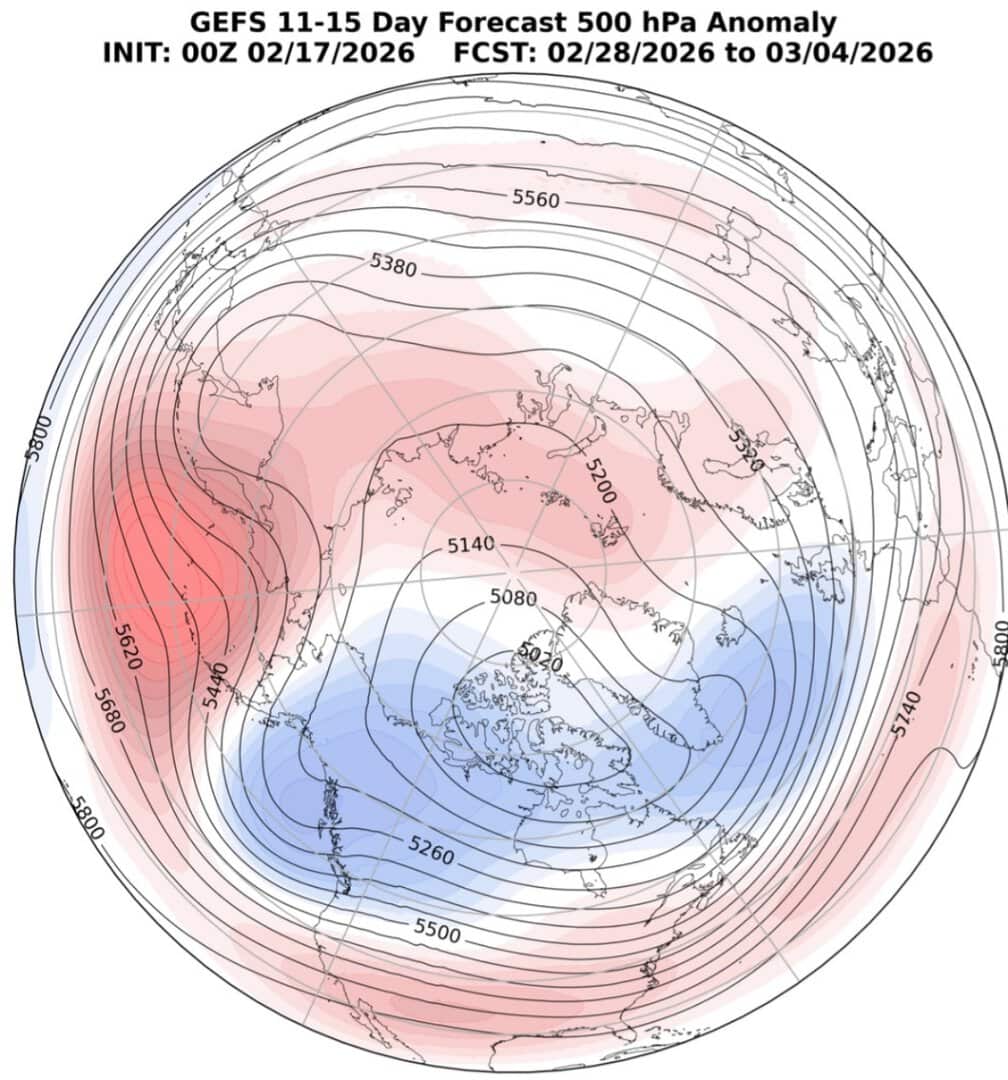 vortice polare allungato Canada Siberia