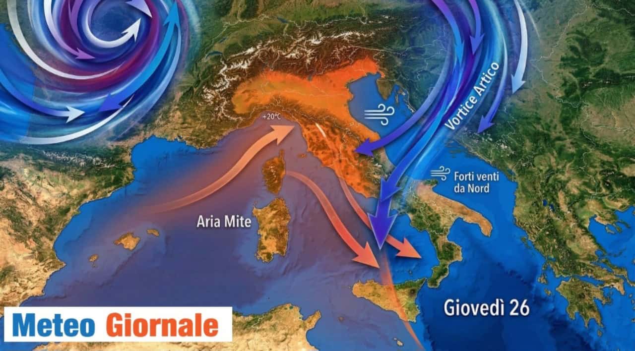 Meteo: prima i 20°C, poi il GELO. Il Vortice Artico spacca l’Italia
