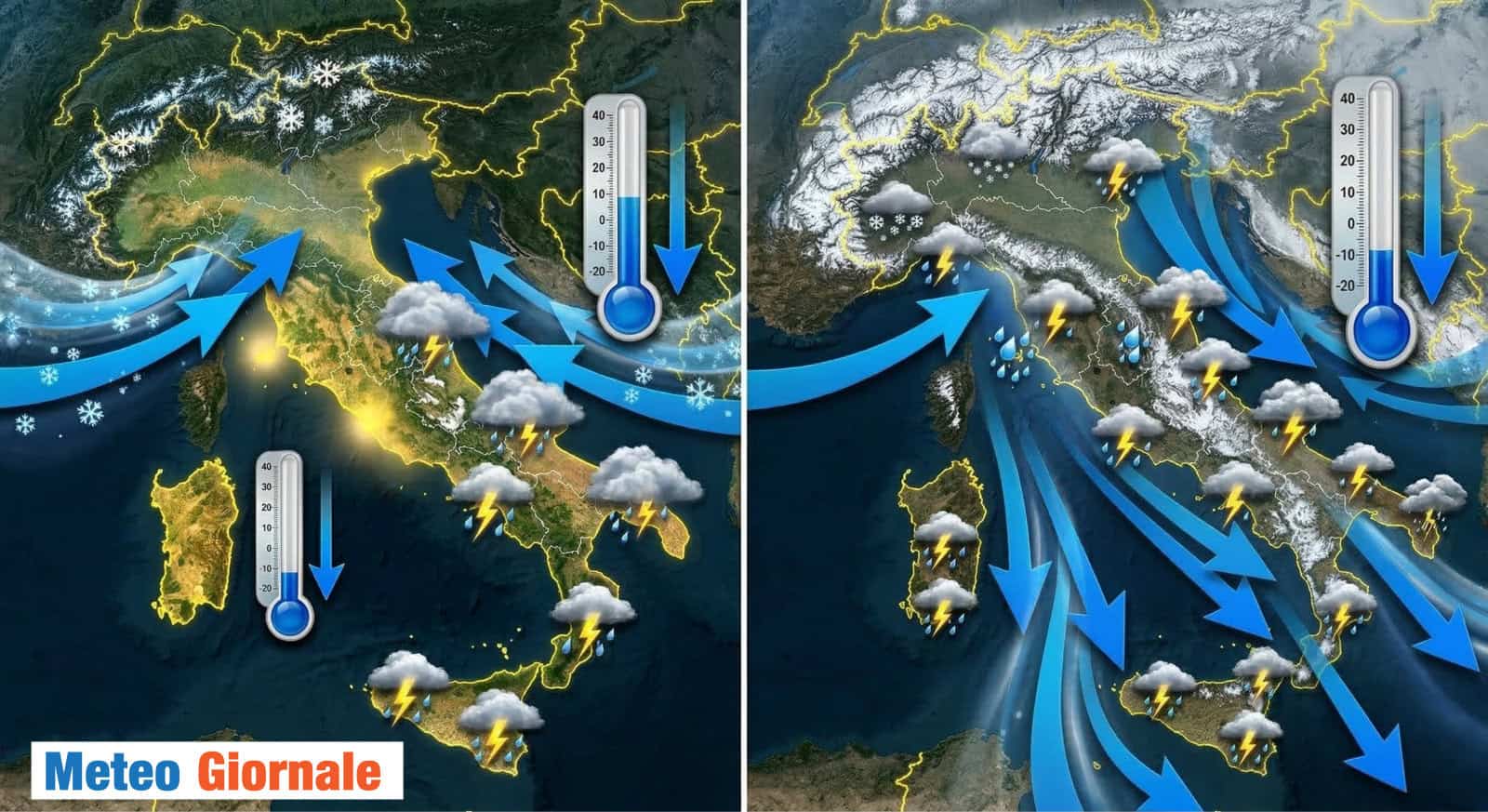 Il ribaltone: imponente getto d’aria gelida verso Italia, si torna al meteo di Febbraio