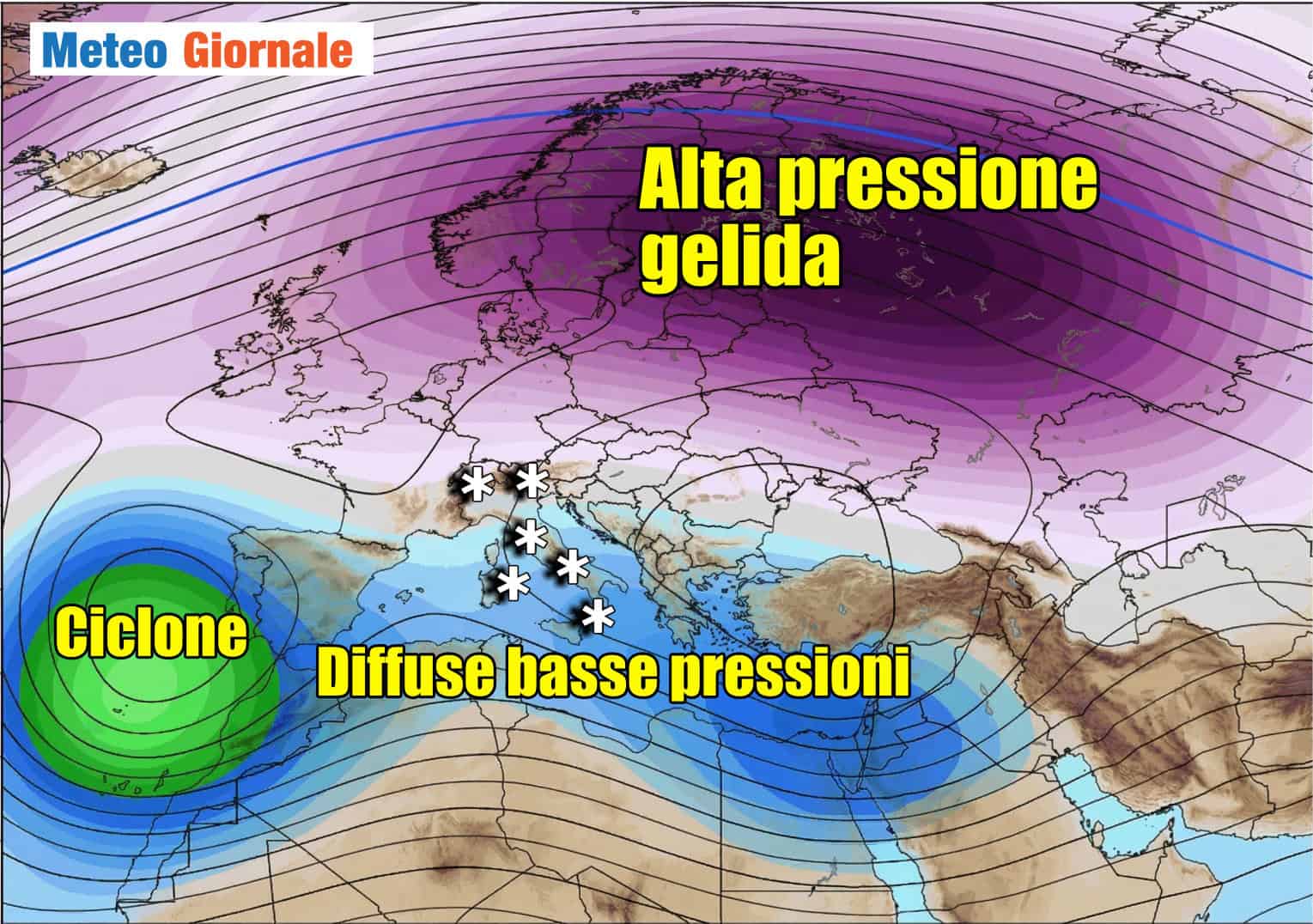 Venti gelidi dalla Russia, maltempo nel Mediterraneo, tanta neve fuori stagione