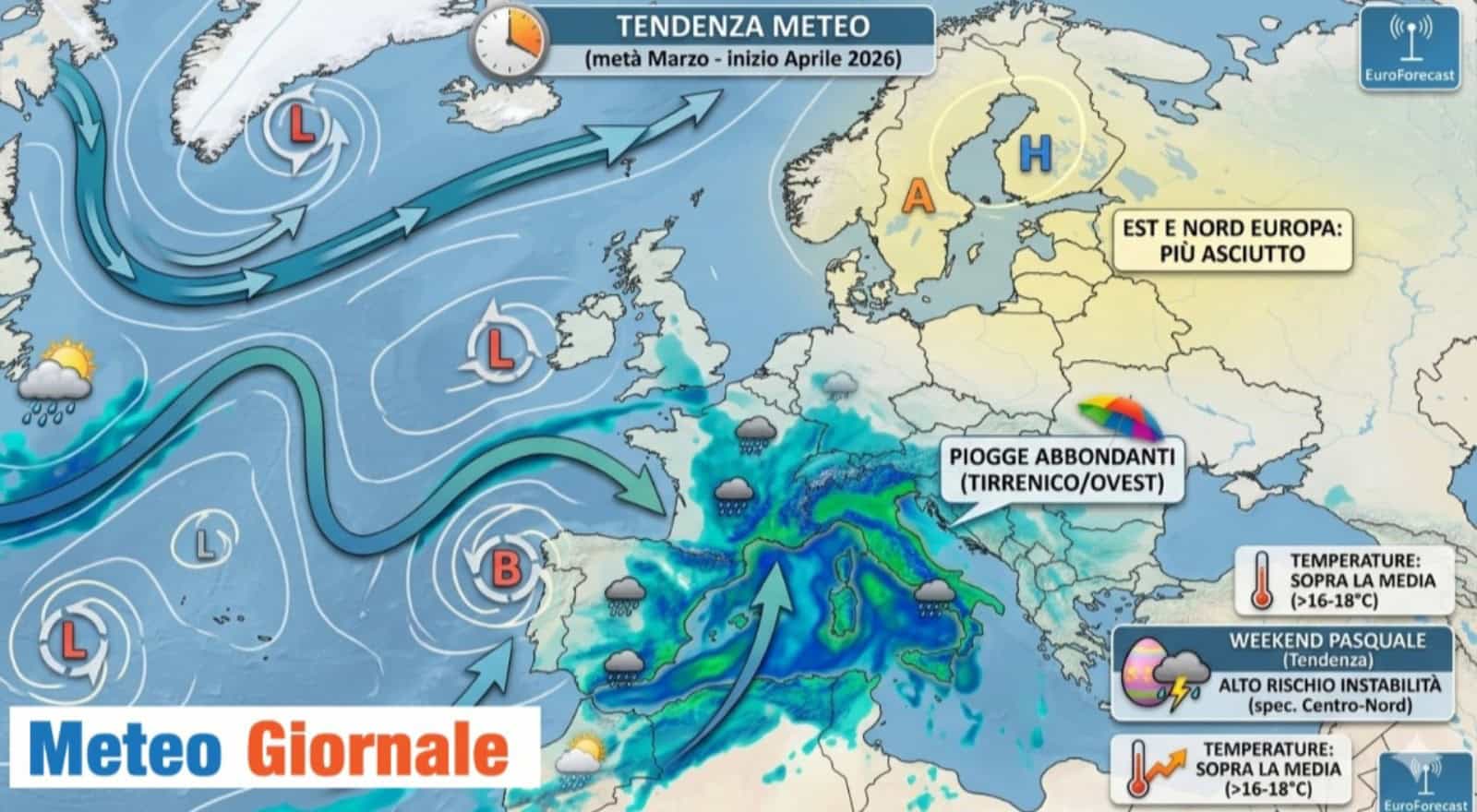 Marzo 2026 impazzisce: MALTEMPO a raffica e Pasqua col fiato sospeso