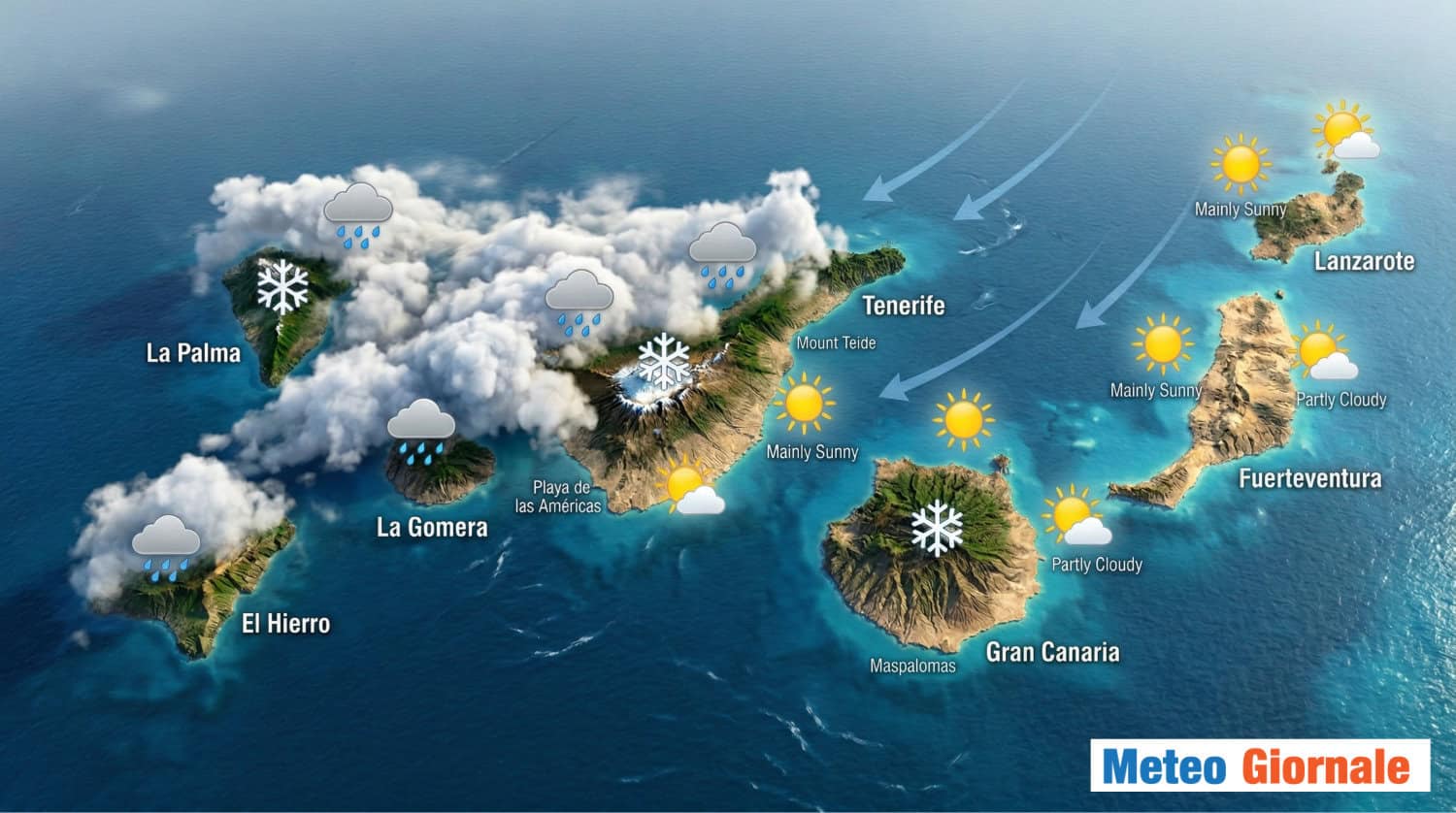 Previsioni meteo per le Canarie sino a Pasqua