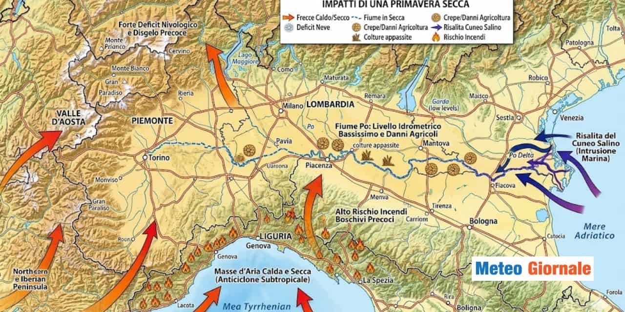 Anticiclone a ovest dell’Italia e Primavera secca: conseguenze meteo non buone