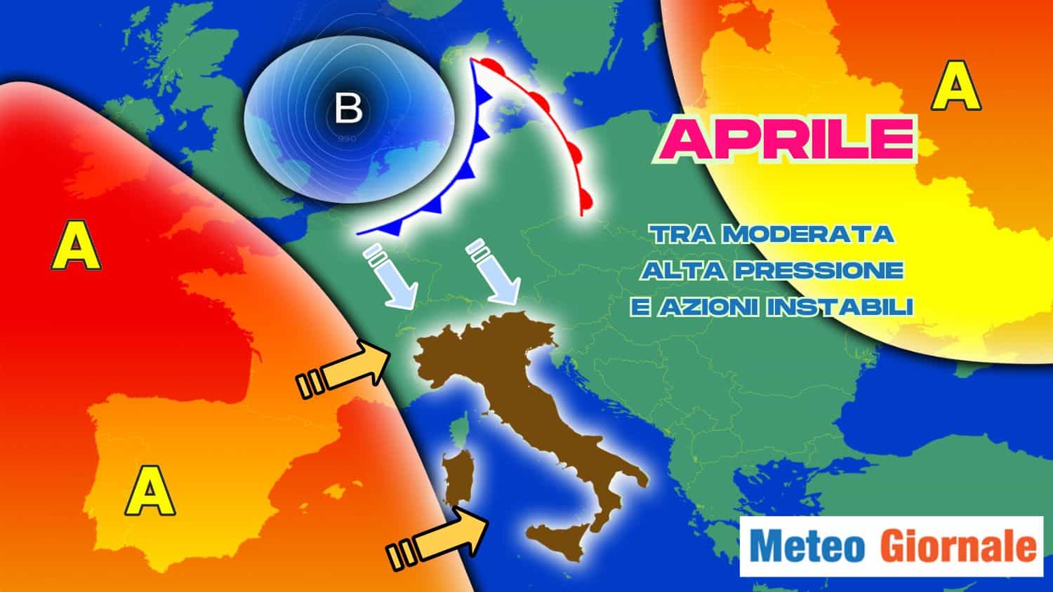 Il tempo per il resto di Aprile: dove pioverà di più, dove meno e come andrà termicamente. Mappa