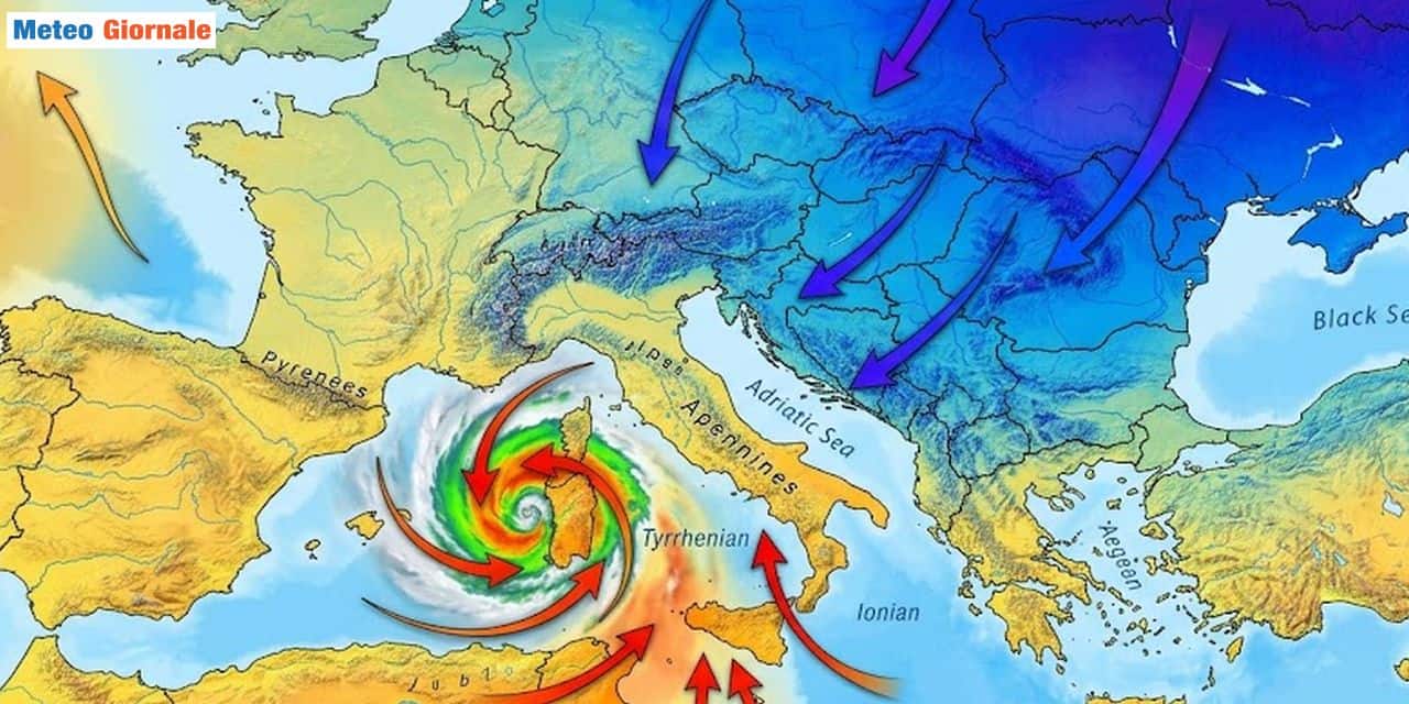 Confluenze di masse d'aria diverse pronta a scatenare maltempo