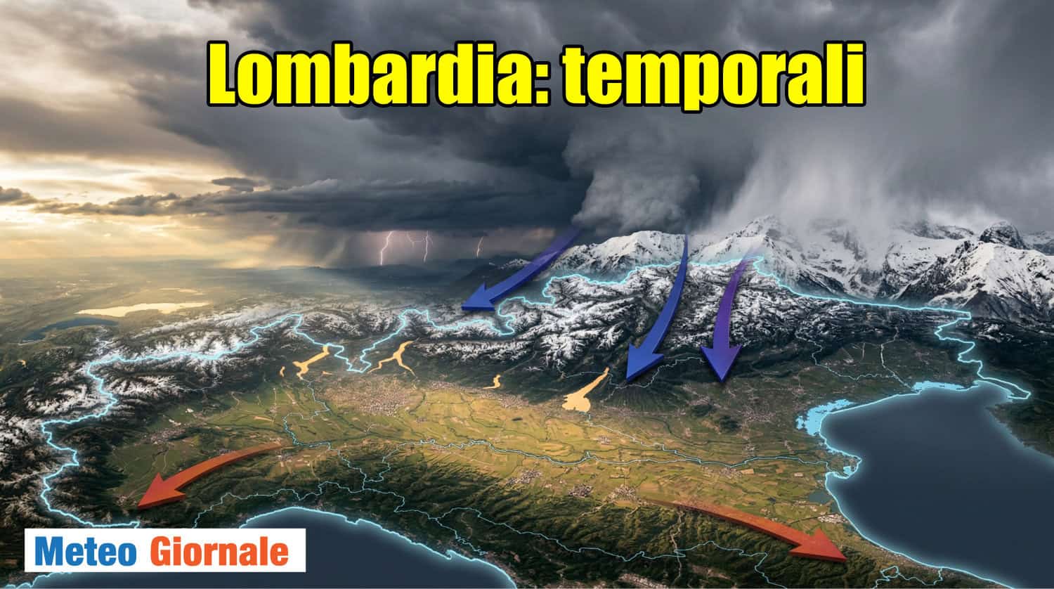 Lombardia, temporali anche di forte intensità. Neve su Alpi