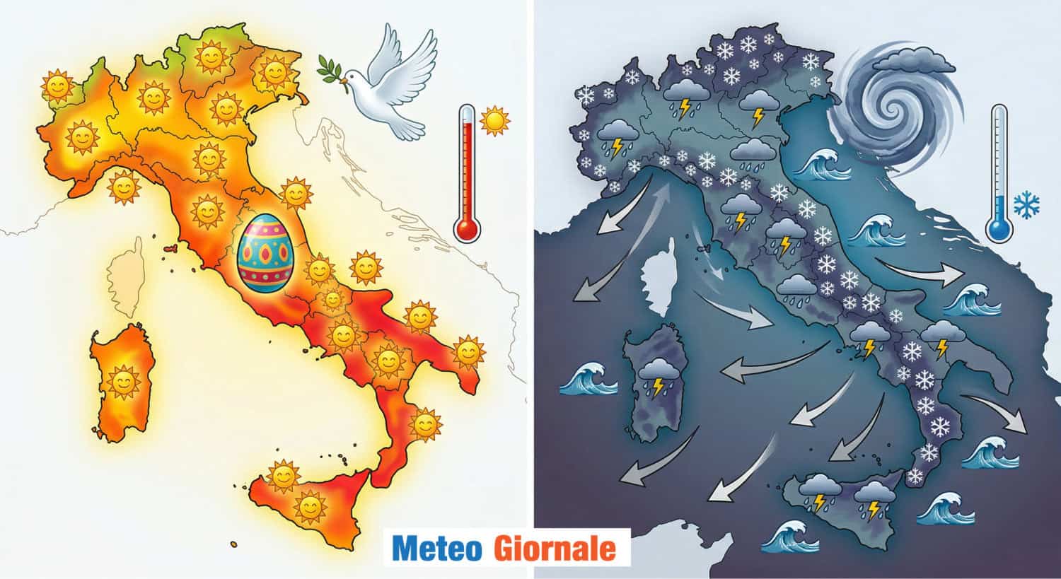 Dai 25 gradi di Pasqua alla neve burrascosa a quote medio basse