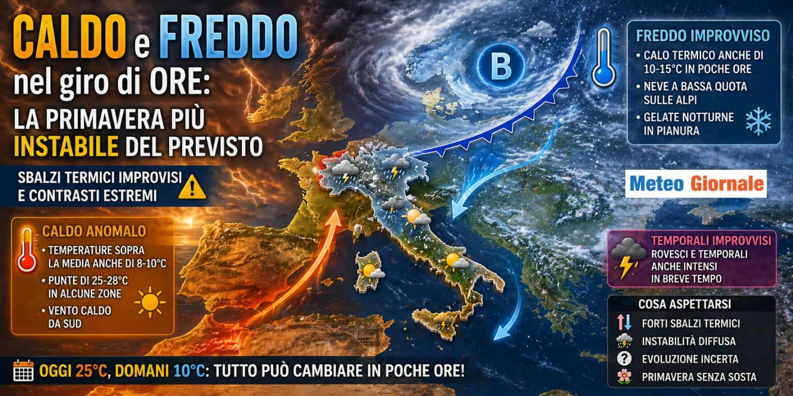 CALDO e FREDDO nel giro di ore: la Primavera più instabile del previsto